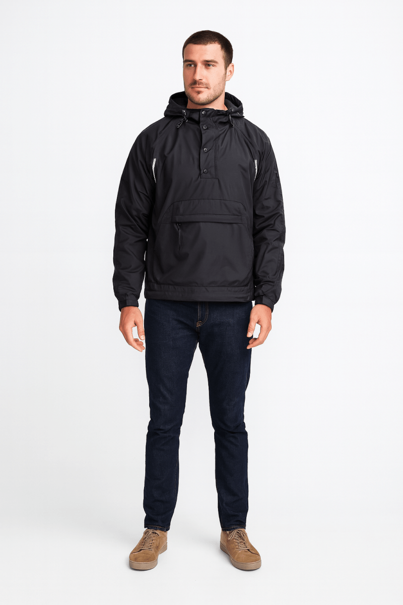 Work Jacket with Hood and Half-Zip