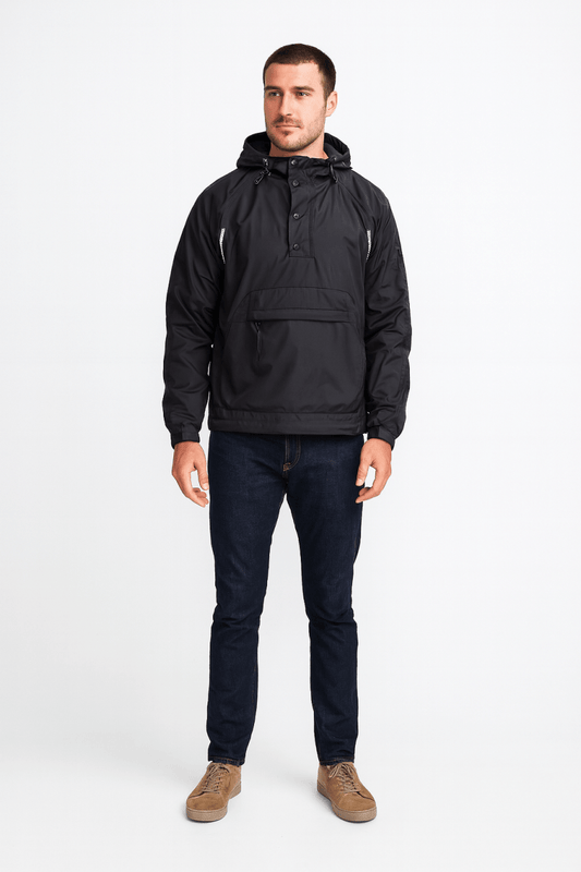 Work Jacket with Hood and Half-Zip