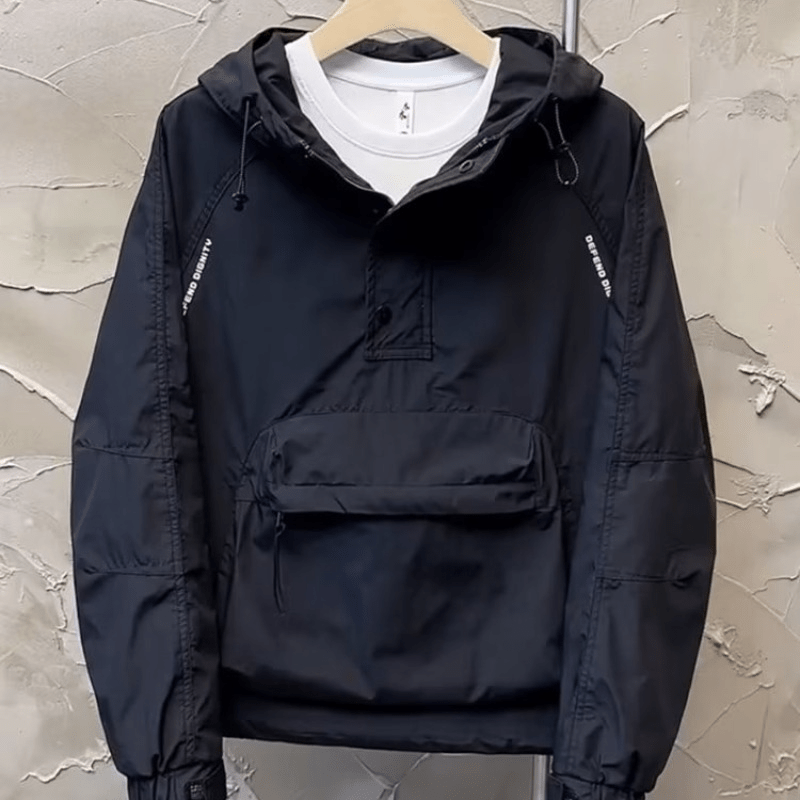 Work Jacket with Hood and Half-Zip