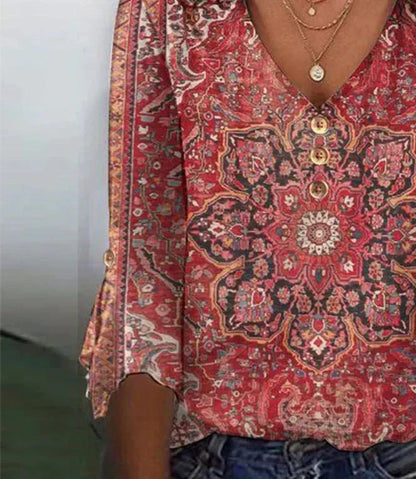 Arabella | Classic Printed Red Top